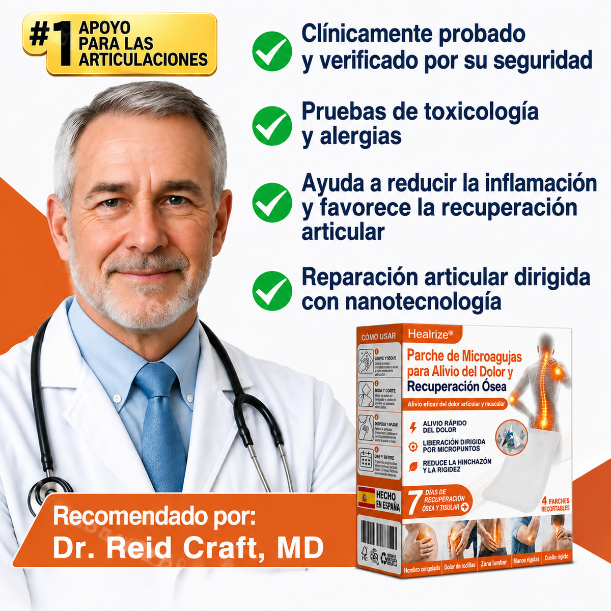 💌👨‍⚕️✅Tienda oficial ES: Parche de microagujas Healrize® para el alivio del dolor y la curación ósea (🧑‍⚕️Reduce la hinchazón, el dolor, la rigidez, el enrojecimiento, el calor, las molestias y la fatiga articular)💖📌3