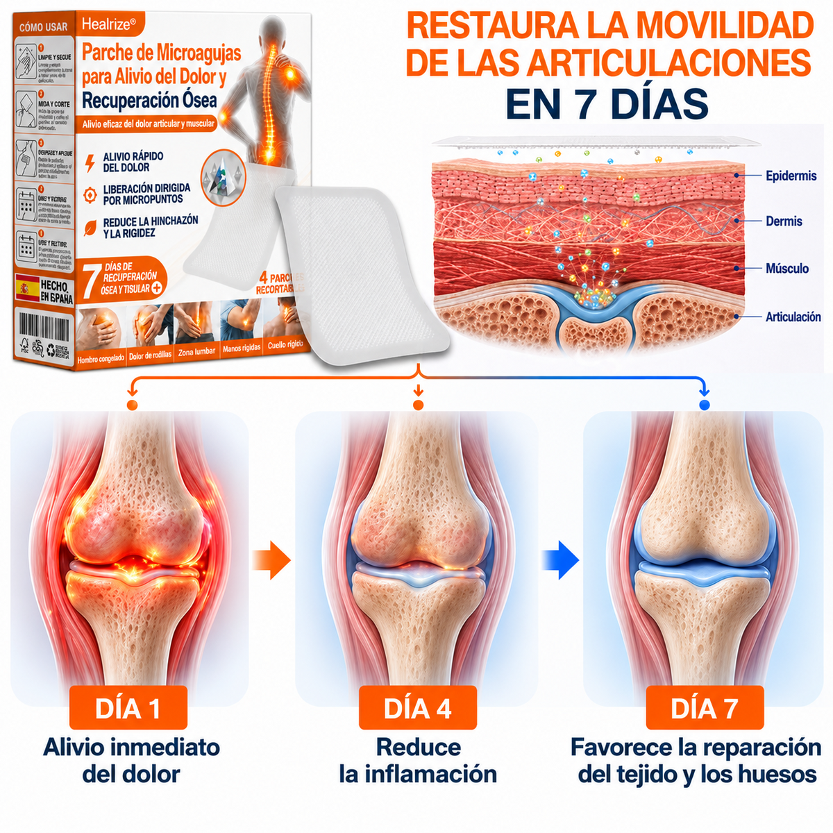 💌👨‍⚕️✅Tienda oficial ES: Parche de microagujas Healrize® para el alivio del dolor y la curación ósea (🧑‍⚕️Reduce la hinchazón, el dolor, la rigidez, el enrojecimiento, el calor, las molestias y la fatiga articular)💖📌3